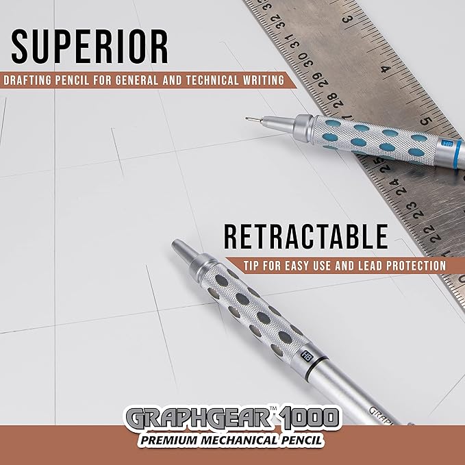 Pentel Arts GraphGear 1000 Mechanical Pencil Premium Gift Set with Refill Leads & Erasers (PG1000BXSET)