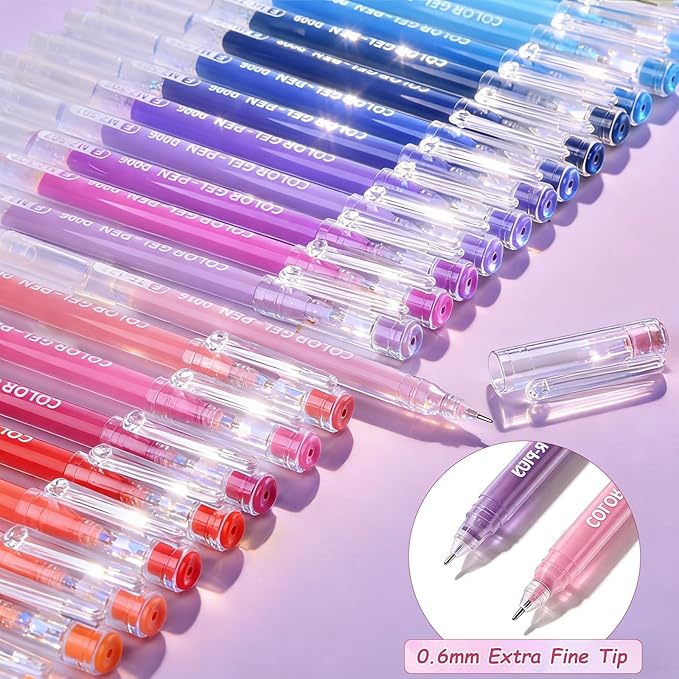 Gel Pens For Coloring, 99 Colors Gel Colored Pens Marker for Adult Coloring Books, 0.6mm Fine Point Pens for Black Paper, Writing, Journaling, Drawing, Art Supplies
