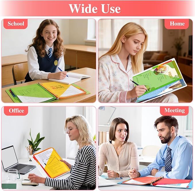 Binder Index Dividers with Tabs, 48 Count 3 Ring Binder Dividers with Pockets, 8 Tab Dividers for 3 Ring Binder, Plastic Sheet Protectors for US Letter Size, 8 Color Tab Dividers,6 Packs