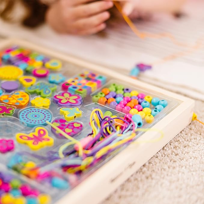Melissa & Doug Created by Me! Bead Bouquet, Deluxe Wooden Jewelry Making Kit, 220+ Bright Colored Beads & Cords, DIY Necklace & Bracelet Making Kit, Arts & Crafts Toddler Toys for Kids Ages 4+
