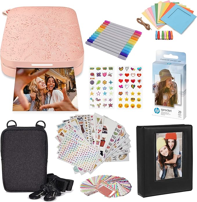 HP Sprocket Portable 2x3 Instant Photo Printer (Blush Pink) Starter Bundle