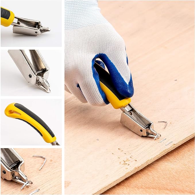 Upholstery 4 in 1 Staple Gun Heavy Duty, with 6000 Staples, Remover, Gloves, Manual Brad Nailer Power Adjustment Stapler Gun for Wood, Upholstery, Carpentry, Decoration DIY Staple Gun