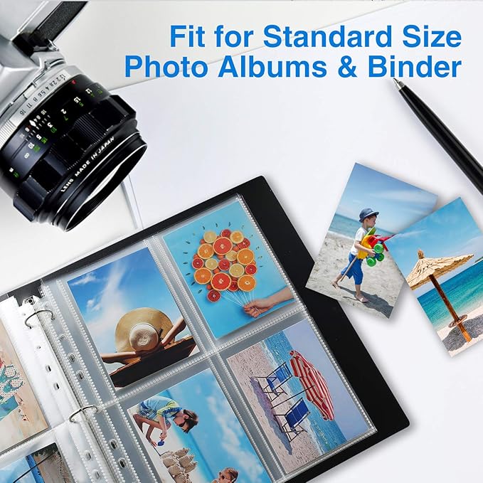 Sooez 30 Pack Photo Sleeves for 3 Ring Binder (240 Pictures), 3.5x5, Heavy Duty Plastic Page Protectors, Clear Binder Postcard Sleeves, Archival Photo Album Refill Pages, Binder Inserts