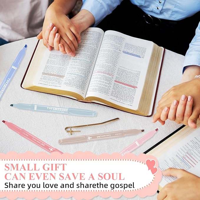 7-ackz Pastel Bible Highlighter Markers 8 Pack, Thin Bible with slight bleeding, Assorted Colors Dry Quickly for Study Journaling, Textbook Motivational Gift for Christians, Friends