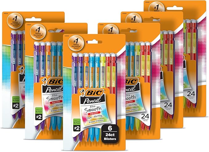 BIC Xtra-Smooth Mechanical Pencils With Erasers, Medium Point (0.7mm), 144-Count Pack, Bulk Mechanical Pencils for School or Office Supplies