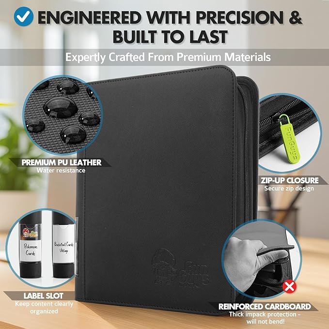 FunGuys Toploader Binder, Trading Card Binder Storage,128 4 Pocket Top Loader Pokemon Binder, Card Collection for Yugioh, MTG, TCG, Card Folders for Trading Cards