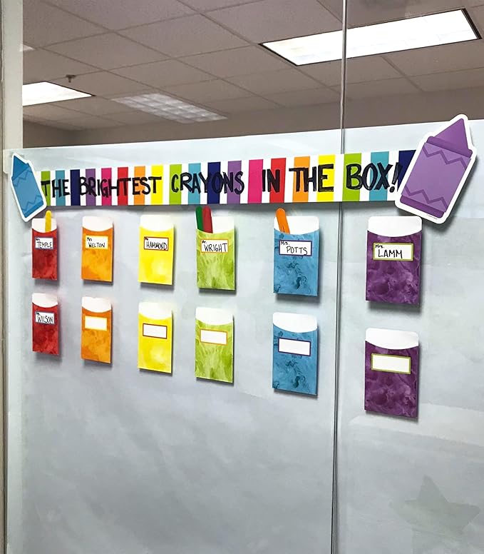 Carson Dellosa 48-Piece Crayons Bulk Cutouts, Colorful Cardstock Bulletin Board Decorations for Name Tags, Door Decor, Posterboard, Back to School Classroom Must Haves