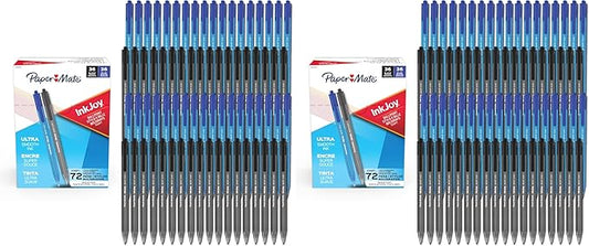 Paper Mate InkJoy 100RT Ballpoint Pens,Medium Point (1.0mm),Black & Blue Ink,- Bulk Pack for School,Home,Office,College,Note-Taking,72 Count (Pack of 2)