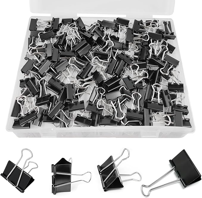 120 Pcs Small Binder Clips Black, 0.75in/19mm Mini Binder Paper Clips, Paper Clamps for Office Supplies, Home, School,Business Document Organizing