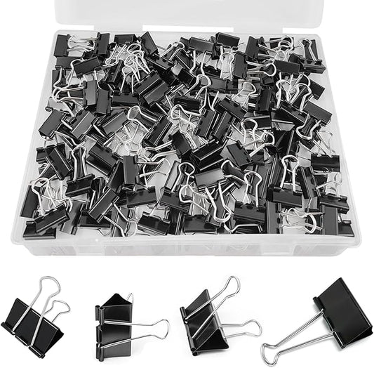 120 Pcs Small Binder Clips Black, 0.75in/19mm Mini Binder Paper Clips, Paper Clamps for Office Supplies, Home, School,Business Document Organizing