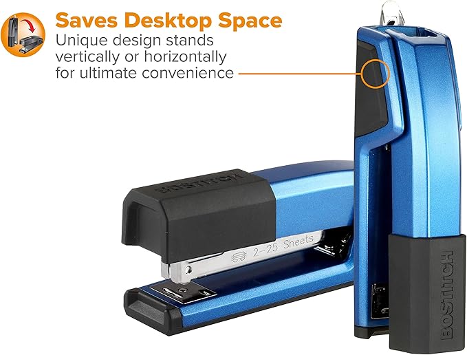 Bostitch Office Epic Metal 3 in 1 Stapler, 25 Sheet Capacity, Includes 210 Staples in Staple Storage Compartment & Integrated Remover,