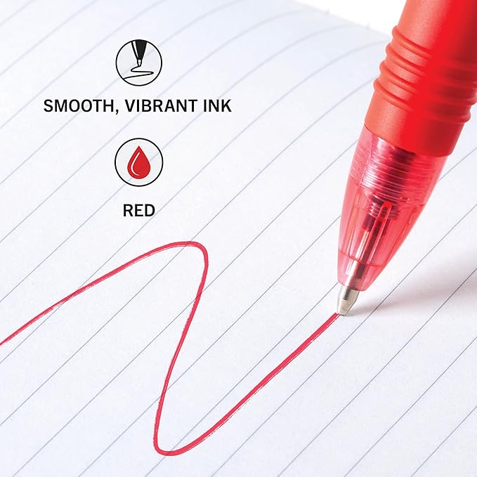 Zebra Pen Z-Grip Retractable Ballpoint Pen, Smooth-Flowing Red Ink, 1.0mm Medium Point, School & Office Supplies, Ideal for Note-Taking, Journal and Planner Use, 12-Pack (22230)