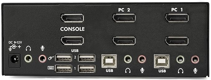 StarTech.com 2-Port DisplayPort KVM Switch - Dual-Monitor - 4K 60 - with Audio & USB Peripheral Support - DP 1.2 - USB Hub, TAA (SV231DPDDUA2)