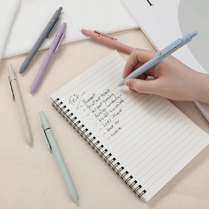 FIOVER 12Pcs Gel Pens, 0.7mm Medium Point Smooth Writing Pen, Black Gel Ink Journaling Supplies for Note Taking, Cute Aesthetic Office School Supplies Gifts for Women(12PCS Black Ink)