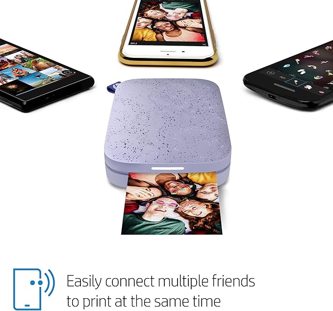 HP Sprocket 2x3 Instant Smartphone Photo Printer 75 Sheets Bundle - Bluetooth Portable Color Wireless Mobile Printer (Purple) Zink Sticky-Back Photos