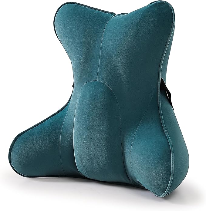Lumbar Support Pillow(Pat. Pend) – Multi-Functional Ergonomic Back Cushion for Office Chair, Car Seat & Sofa, Reading Pillow with Firm Multi-Zone Support to Relieve Lower Back Pain,Slate Blue