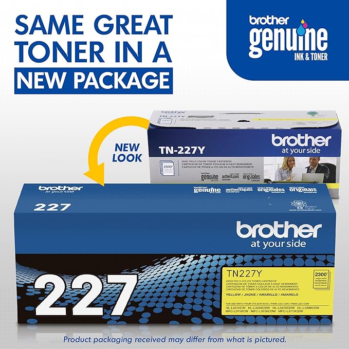 Brother Genuine TN227Y, High Yield Toner Cartridge, Replacement Yellow Toner, Page Yield Up to 2,300 Pages, TN227, Amazon Dash Replenishment Cartridge, 15.3 x 4.1 x 6.1 inches