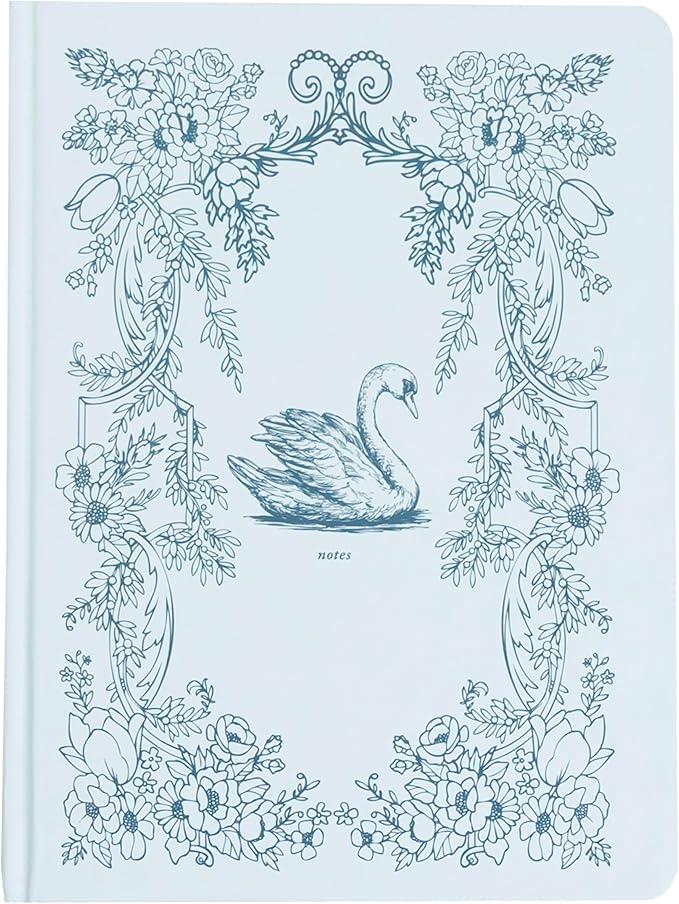 Pearhead Hardcover Journal Notebook 6x8 – Blue Swan College-Ruled Writing Journal with 200 Lined Pages for Notes, Work & Journaling