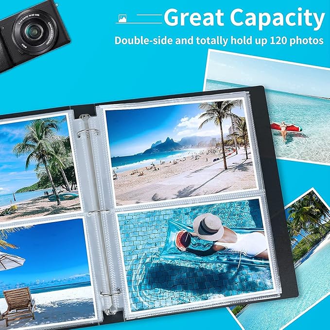 30 Pack Photo Sleeves for 3 Ring Binder - (5x7, for 120 Photos), Archival Photo Page Protectors 5x7, Clear Plastic Photo Album Refill Pages Photo Pockets, Postcard Sleeves, Acid-Free