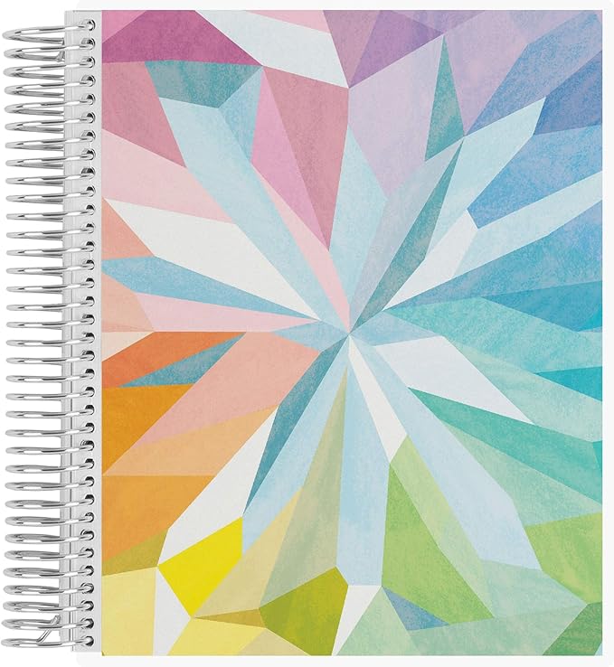 Erin Condren 8.5" x 11" Spiral Bound Dot Grid Notebook - Kaleidoscope Colorful. 5mm Dot Grid. 160 Page Writing, Drawing & Art Notebook. 80Lb Thick Mohawk Paper. Stickers Included