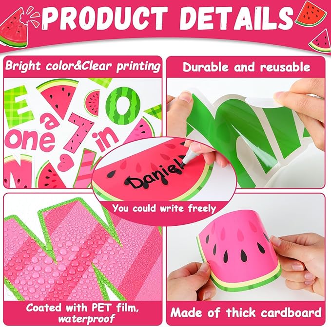 ZOiiWA Watermelon Bulletin Board Decorations One in a Melon Bulletin Board Back to School Watermelon Paper Cutouts Sweet Summer Classroom Decoration for School Home Office Window Wall Decor