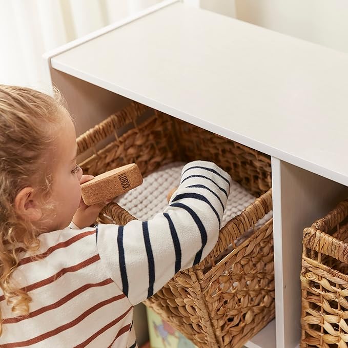 ECR4Kids Streamline 5-Compartment Single-Sided Storage Cabinet, 30in, Kids Furniture, White Wash