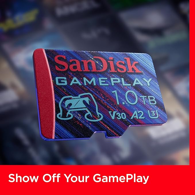 SanDisk 1TB Gameplay microSD Memory Card for Mobile Gaming - Up to 190MB/s, for Handheld Console Gaming - SDSQXAV-1T00-GN6XN