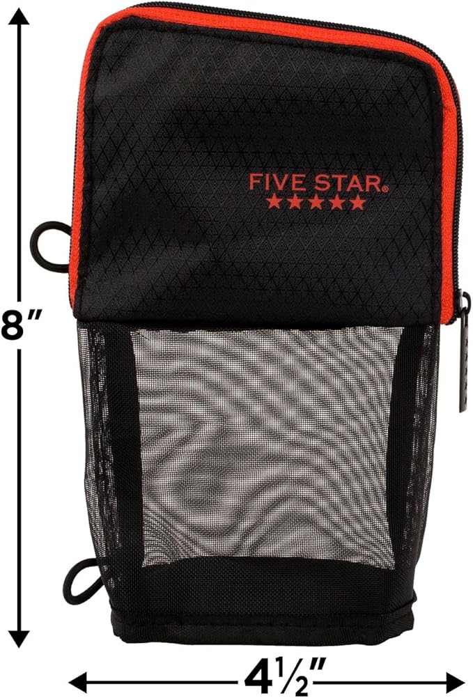 Five Star Stand 'N Store Pencil Pouch, Fits 3-Ring Binder, Pencil Case, Assorted Colors, Color Will Vary, 1 Count (50516) (Pack of 3)