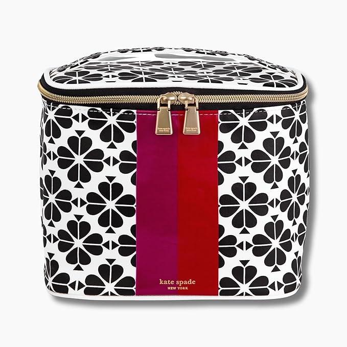 kate spade new york Insulated Lunch Tote, Small Lunch Cooler, Cute Lunch Bag for Women, Floral Thermal Bag with Double Zipper Close and Carrying Handle, Spade Flower Stripe