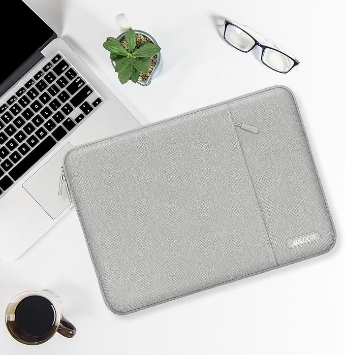 MOSISO Laptop Case 13.3 inch, 13-13.3 inch Laptop Sleeve Compatible with MacBook Air/Pro 13/Pro 14 M5 M4 M3 M2 M1, HP Dell ASUS Lenovo,Polyester Vertical Computer Sleeve Bag with Pocket, Gray
