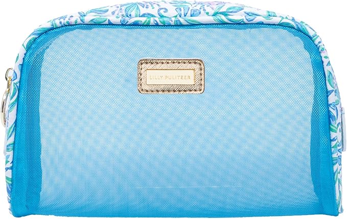 Lilly Pulitzer Clear Zipper Pouch, Cute Pencil Case for Adults, Travel Toiletry Bag, Small Pouch Bag for Supplies, Makeup or Toiletries, Just a Pinch