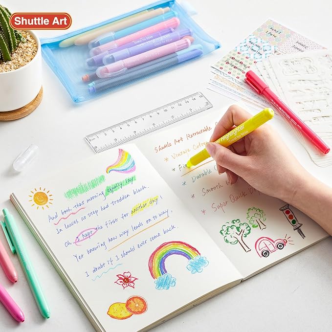 Shuttle Art Bible Highlighters and Pens No Bleed, 33 Pack Bible Journaling Kit, Bible Pens Gel Highlighters and Bible Tabs with a storage bag, Bible Markers No Bleed Through