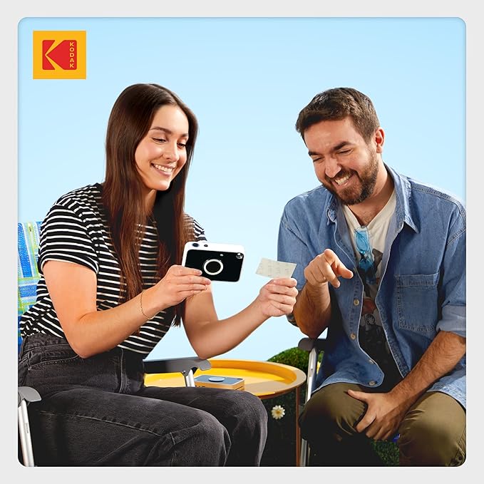 Kodak Printomatic+ Instant Print Digital Camera (Black) 10MP Portable Camera with Interactive RGB LED Status Indicator, Prints Full-Color Photos on Zink 2x3” Sticky-Backed Photo Paper - Easy & Fun