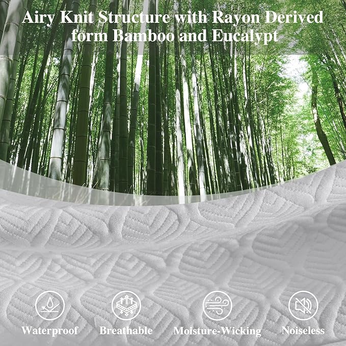 Softhour Waterproof Mattress Protector, 3D Air Fabric Bed Cover with Deep Pocket - Twin Size, Light Grey