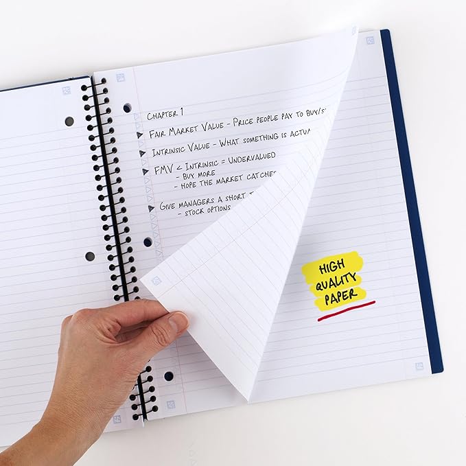Five Star Advance Spiral Notebook + Study App, 1 Subject, College Ruled Paper, 8-1/2" x 11", 100 Sheets, Spiral Guard, Movable Tabbed Dividers, Pacific Blue (820012D-ECM)