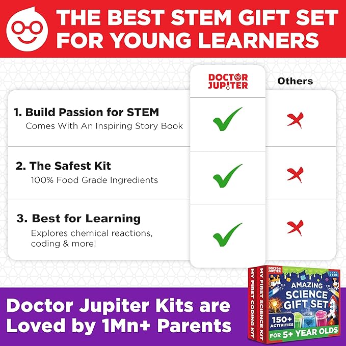 Doctor Jupiter Amazing Science Gift Set |Set of ‘My First Science Kit’, ‘My First Brain Craft’ for Kids Ages 5+ |Birthday Gift Ideas, STEM Learning & Educational Toys for 5-6-7-8 Year Old Boys & Girls