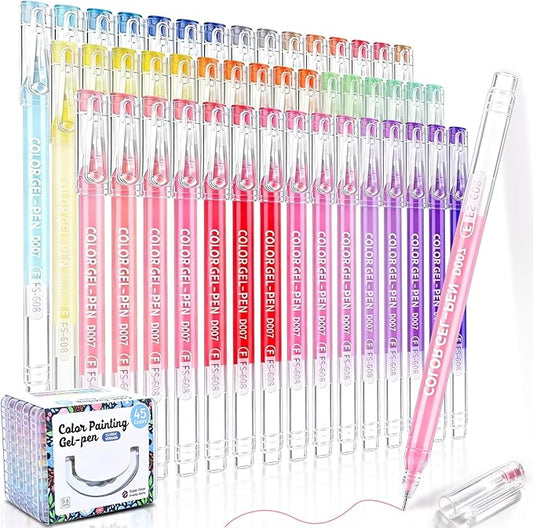 Gel Pens For Coloring, 45 Colors Gel Colored Pens Marker for Adult Coloring Books, 0.6mm Fine Point Pens for Black Paper, Writing, Journaling, Drawing, Art Supplies