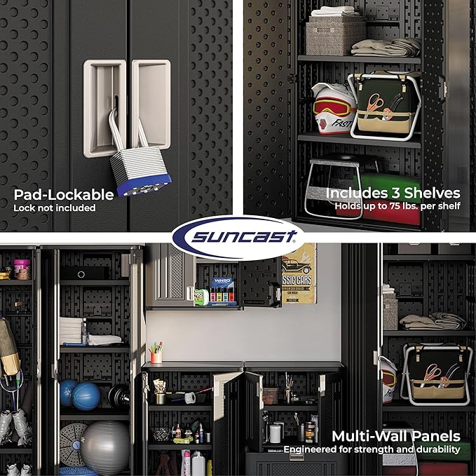 Suncast Mega Tall Storage Cabinet, Black