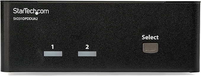 StarTech.com 2-Port DisplayPort KVM Switch - Dual-Monitor - 4K 60 - with Audio & USB Peripheral Support - DP 1.2 - USB Hub, TAA (SV231DPDDUA2)