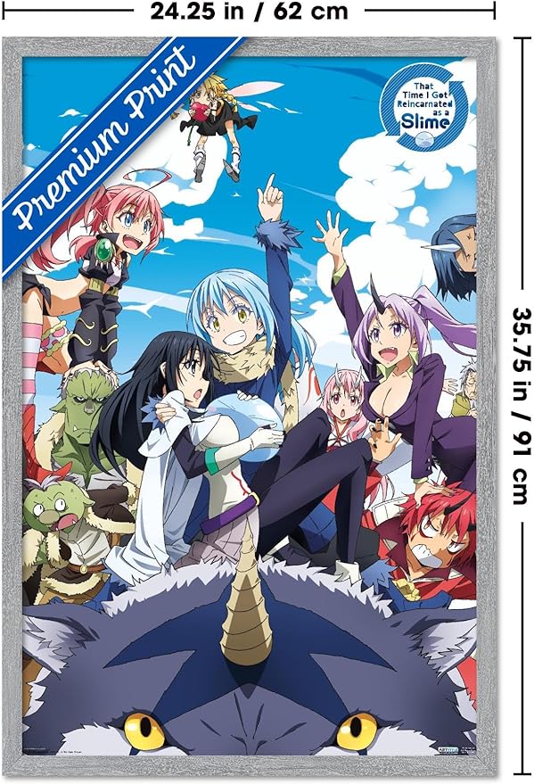 Trends International That Time I Got Reincarnated As A Slime - Group Wall Poster, 34L x 22.4W, Gray Framed Version