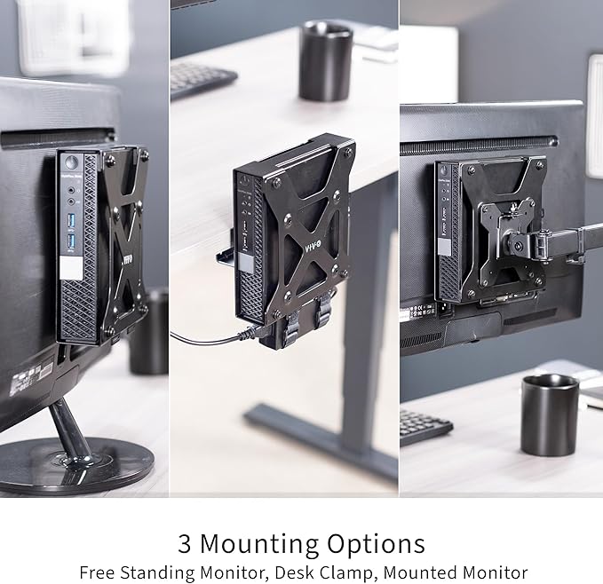 VIVO Behind Monitor VESA Mount Designed for Dell OptiPlex Micro CPU, Monitor Arm Computer Holder, Concealed Behind Screen, Desk Clamp Option, Black, Mount-DLMM1