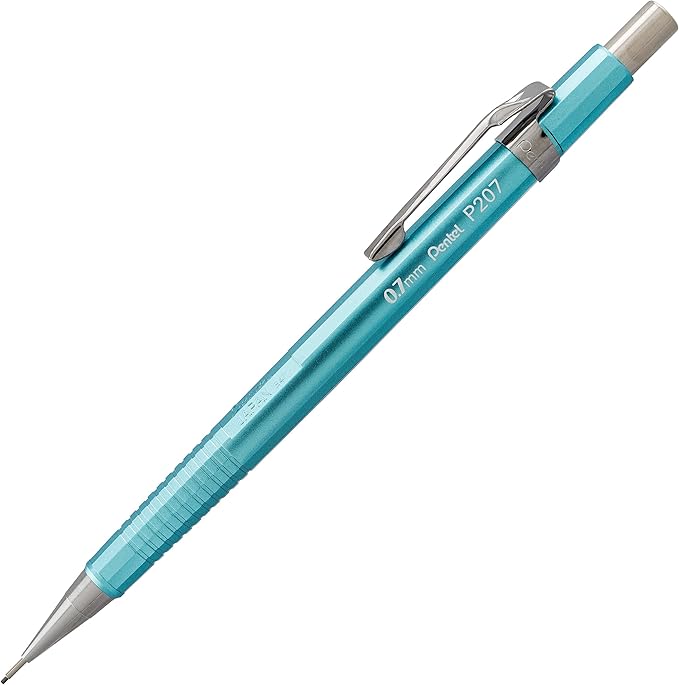 Pentel Sharp Mechanical Pencil, (0.7mm), Medium Line, Metallic Barrel, Assorted Colors, Pack of 3 (P207MBP3M1)