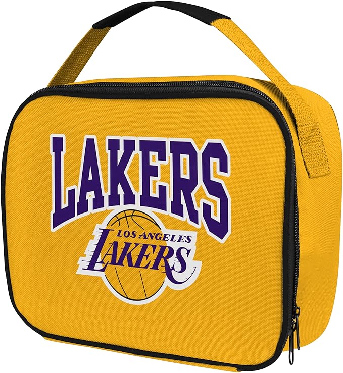 FOCO NBA Unisex-Adult Officially Licensed Wordmark Team Color Big Logo Basketball Zip Closure 7L Lunch Bag - Los Angeles Lakers