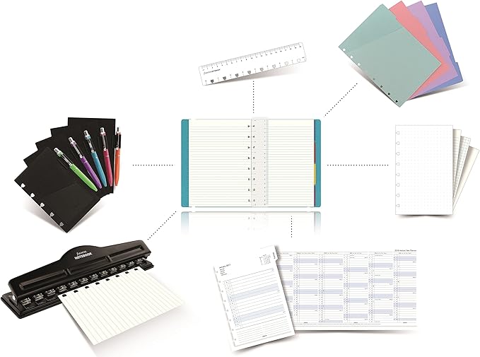 FILOFAX Refillable Pastel Notebook, A5 (8.25" x 5") Orchid - 112 Cream moveable pages - Index, pocket and page marker (B115054U)