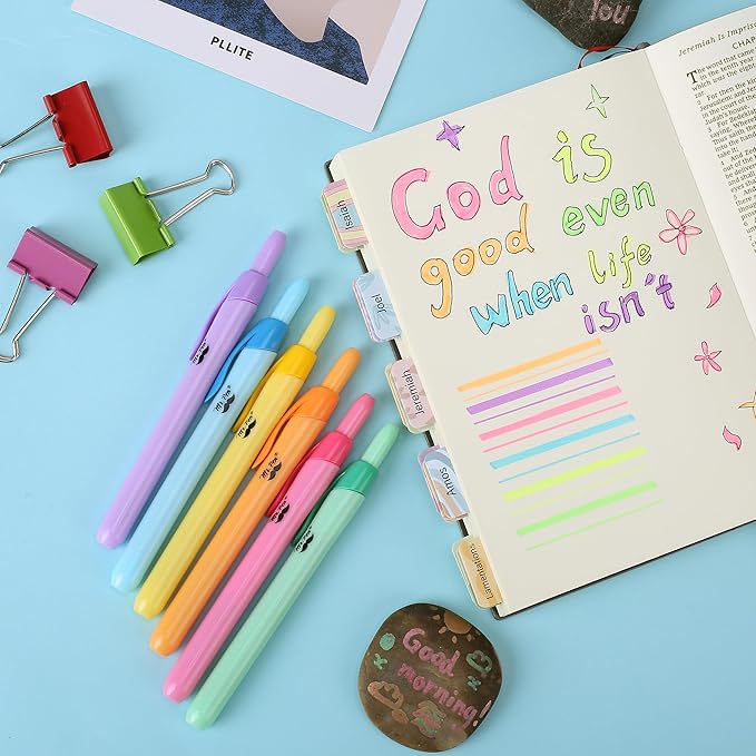 Mr. Pen- Colorful Highlighters Set, 6 Pack, Assorted Colors, Retractable Colored Bible Markers