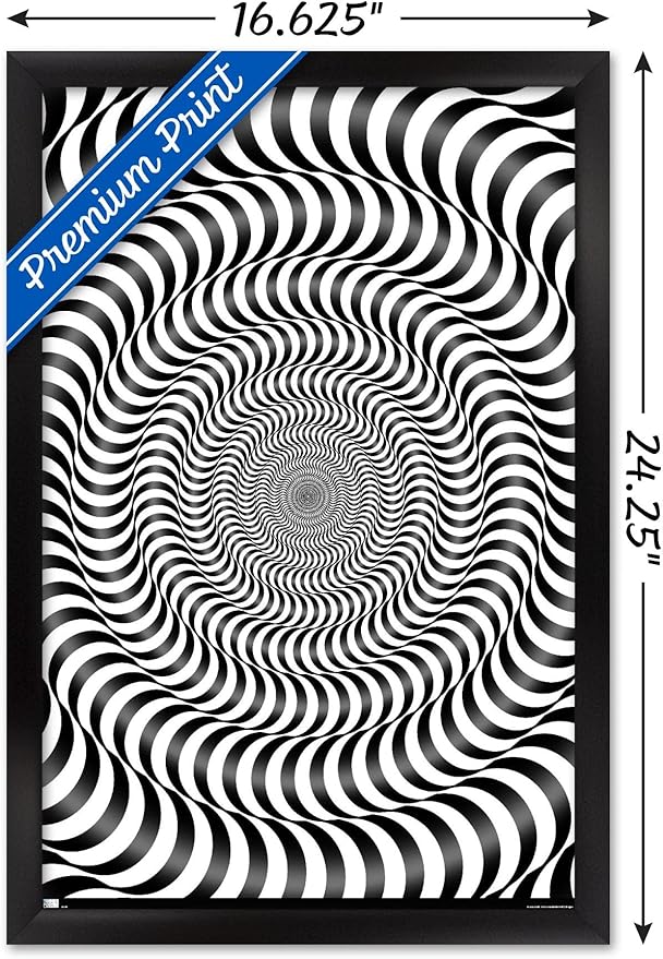 Trends International Zebra Stripe Optical Illusion Wall Poster, 14.725" x 22.375", Black Framed Version