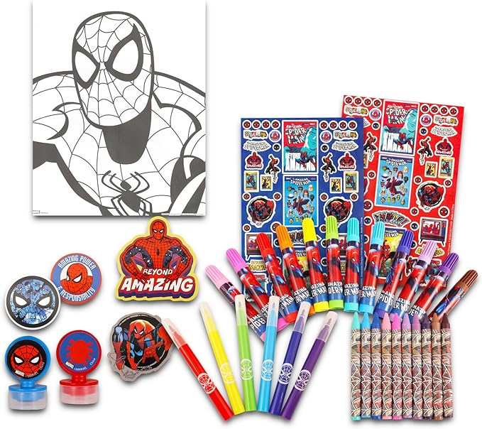 Marvel Spiderman Activity Set for Kids ~ Spiderman Art Case Bundle with Games, Puzzles, Activities, Stickers, Arts and Crafts
