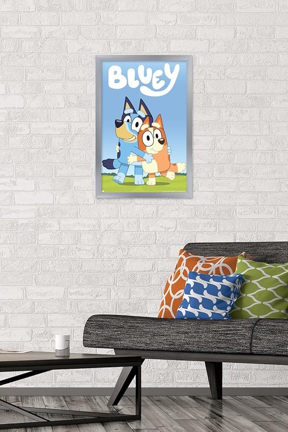 Bluey - Hug Wall Poster, 22.4L" x 14.7W", Silver Framed Version