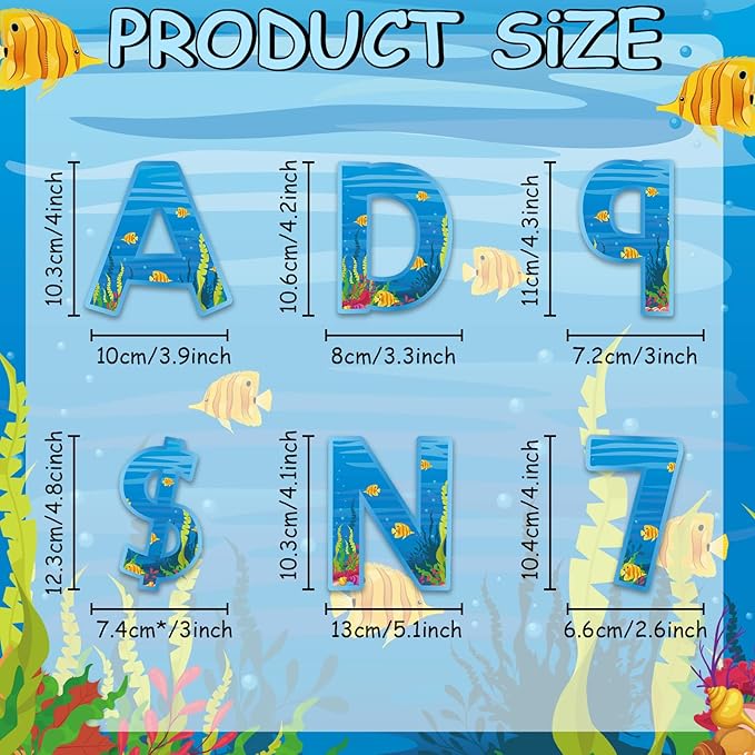 266 Pcs Letters Combo Pack Set Bulletin Board Letters Under The Sea Letters and Number Accents for Bulletin Board Display Home Decor