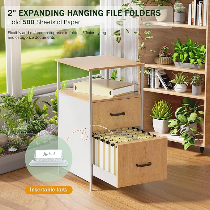 12 Pack Letter Size Hanging File Folders, Yellow File Folders, Yellow Hanging Folders with Tabs, Letter Hanging File Folder for Filing Cabinet Hanging with Expandable Bottom